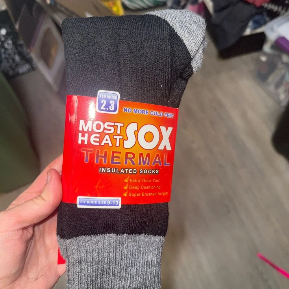 New Thermal Insulated Socks - Black and Gray Size 9-13
